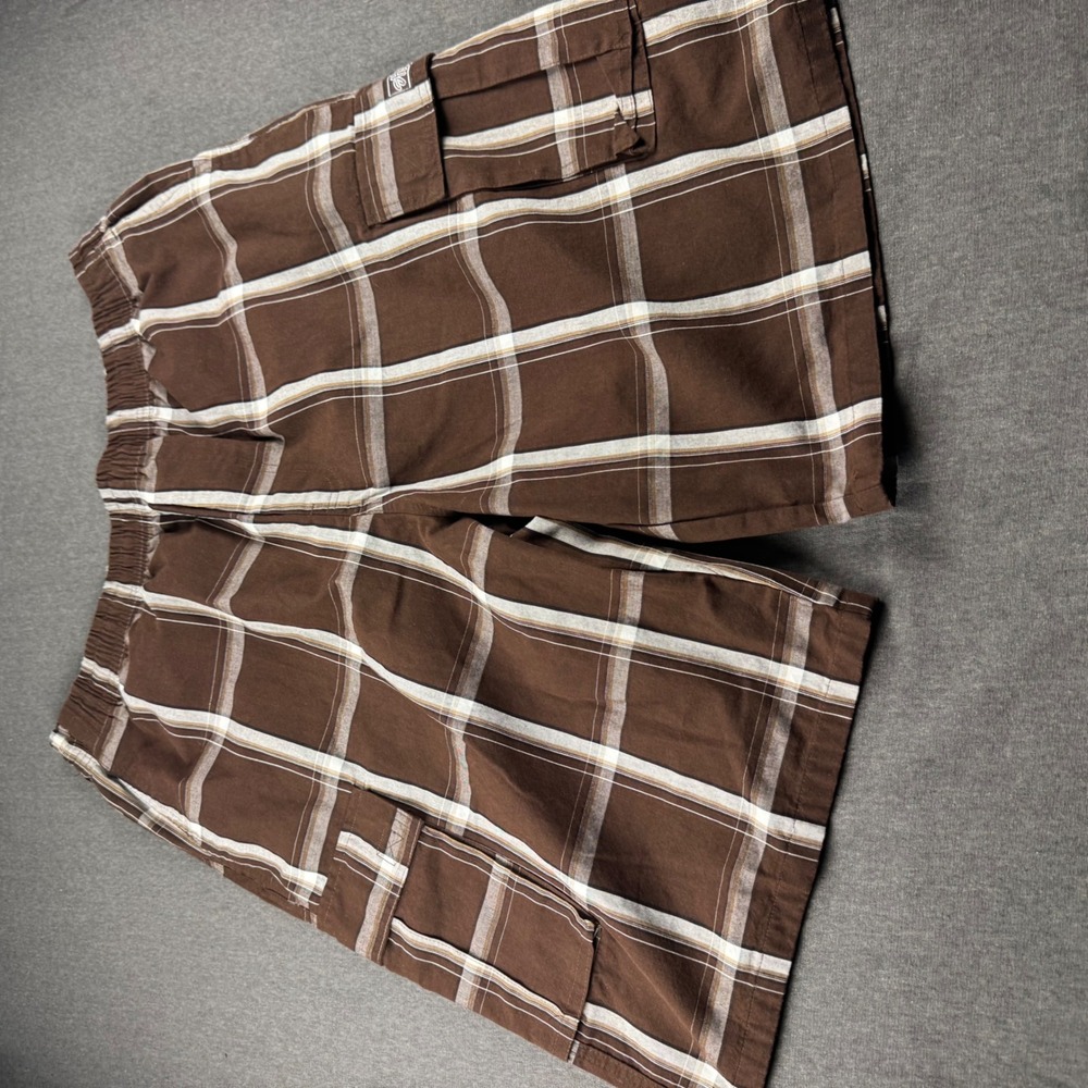 Shaka Wear Mens 3XL Brown Plaid Cargo Shorts Elastic Waist Streetwear Casual - Picture 3 of 11